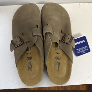 Birkenstock Brown Suede Clogs with Buckles